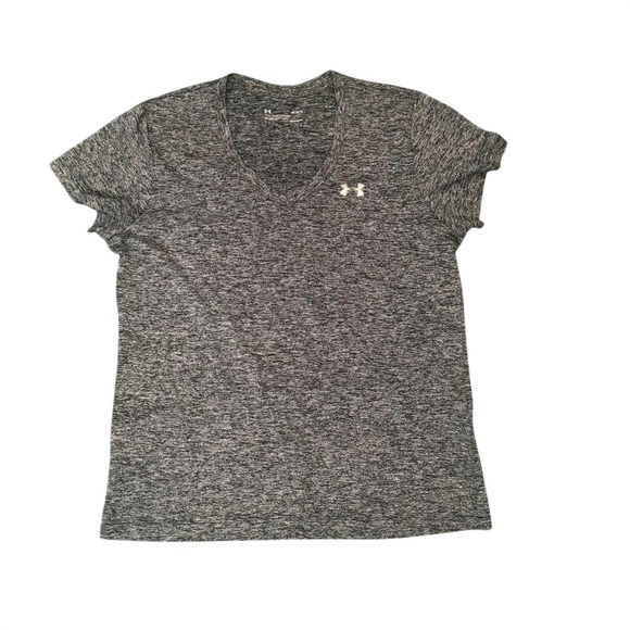 Under Armour Tops - Under Armour Womens HeatGear V-Neck T-Shirt Gray Space Dye Short Sleeve Large